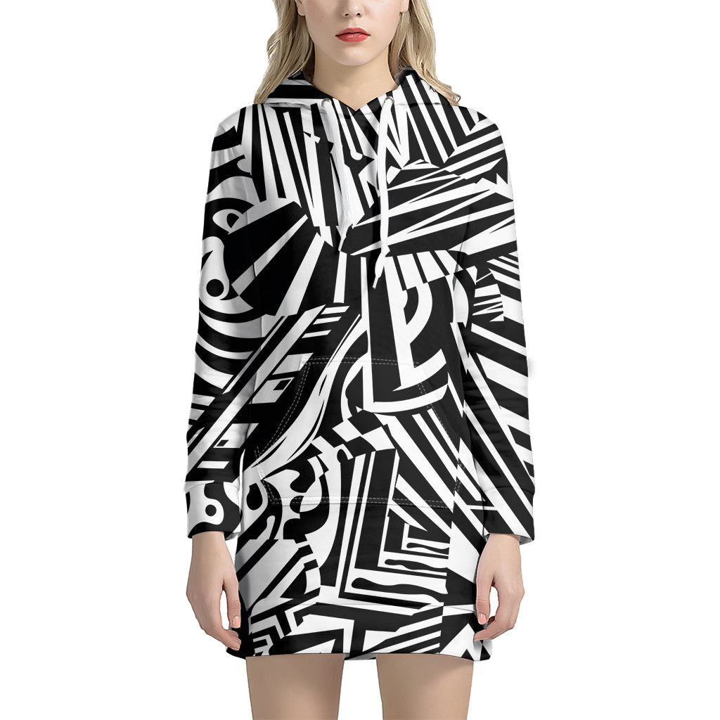 Abstract Dazzle Pattern Print Hoodie Dress