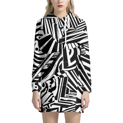 Abstract Dazzle Pattern Print Hoodie Dress