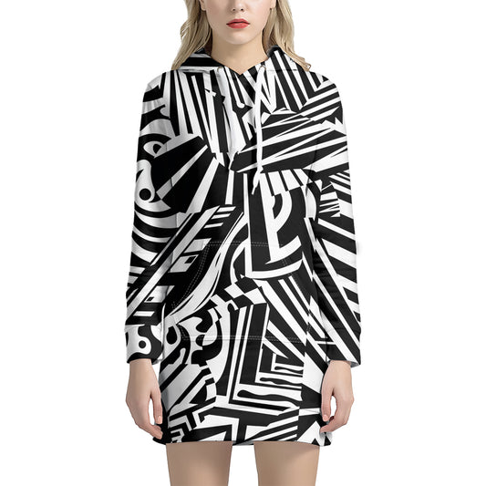 Abstract Dazzle Pattern Print Hoodie Dress