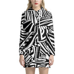 Abstract Dazzle Pattern Print Hoodie Dress