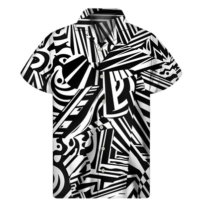 Abstract Dazzle Pattern Print Men's Short Sleeve Shirt