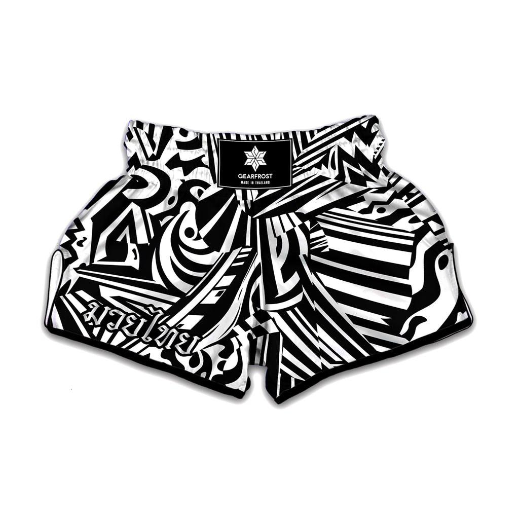 Abstract Dazzle Pattern Print Muay Thai Boxing Shorts