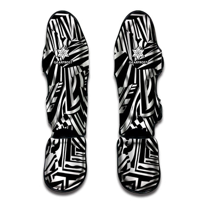 Abstract Dazzle Pattern Print Muay Thai Shin Guard