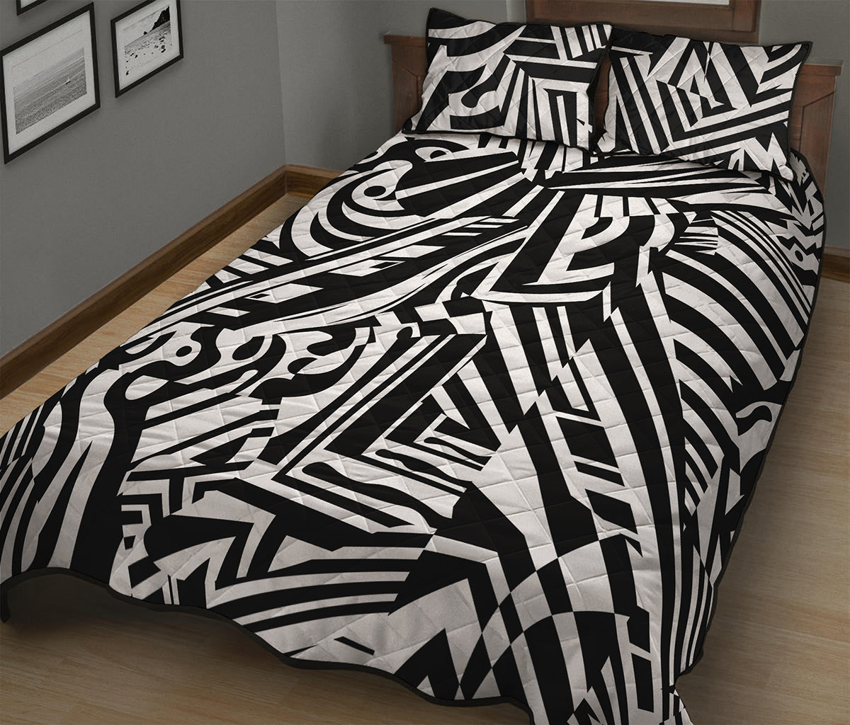 Abstract Dazzle Pattern Print Quilt Bed Set