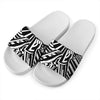 Abstract Dazzle Pattern Print White Slide Sandals