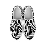 Abstract Dazzle Pattern Print White Slip On Shoes
