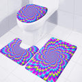 Abstract Dizzy Moving Optical Illusion 3 Piece Bath Mat Set