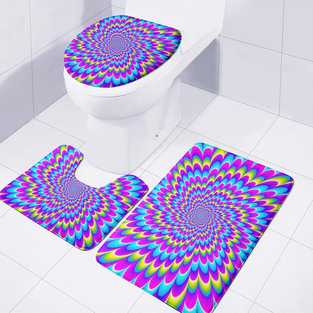 Abstract Dizzy Moving Optical Illusion 3 Piece Bath Mat Set