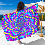Abstract Dizzy Moving Optical Illusion Beach Sarong Wrap