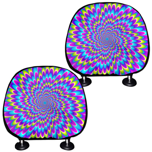 Abstract Dizzy Moving Optical Illusion Car Headrest Covers