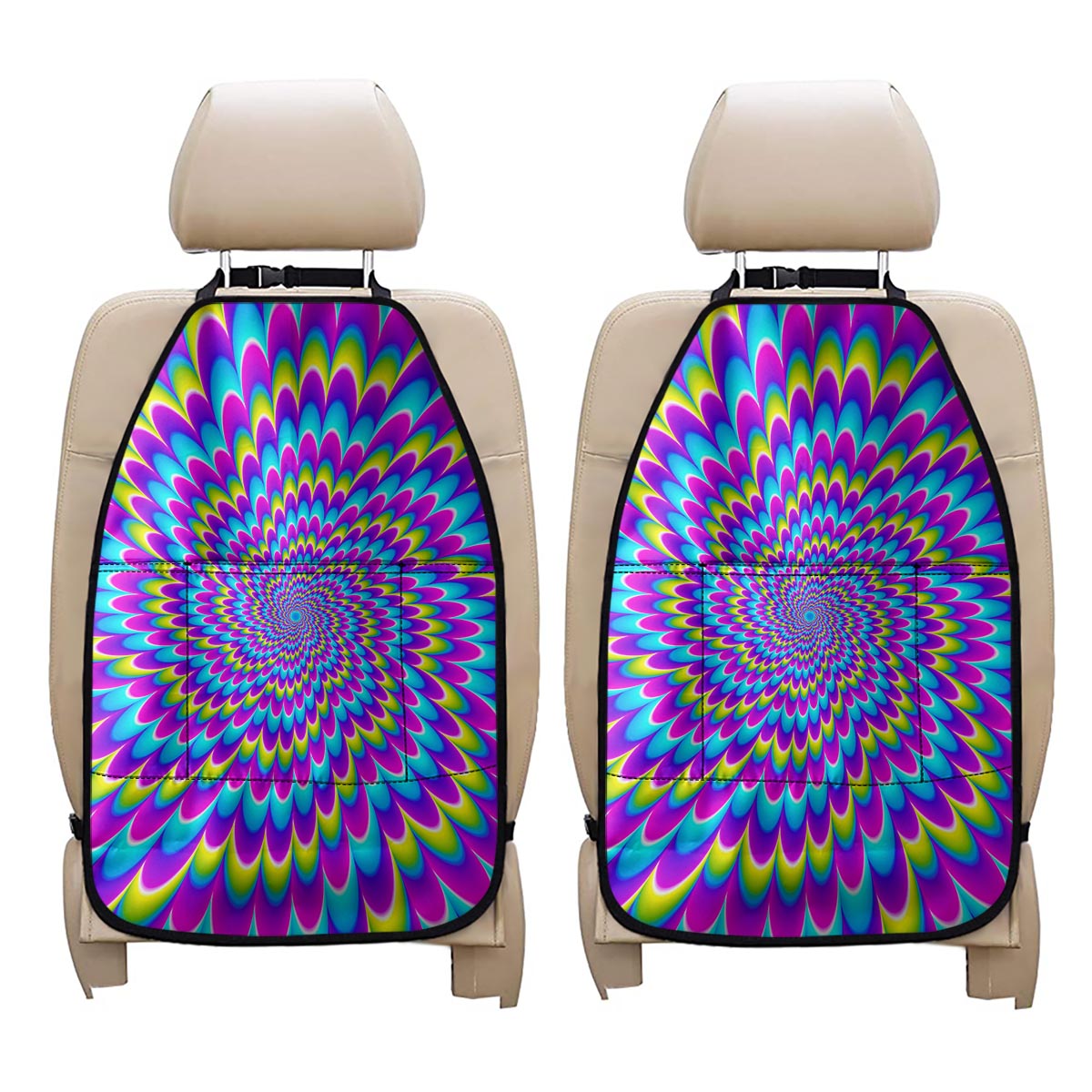 Abstract Dizzy Moving Optical Illusion Car Seat Organizers