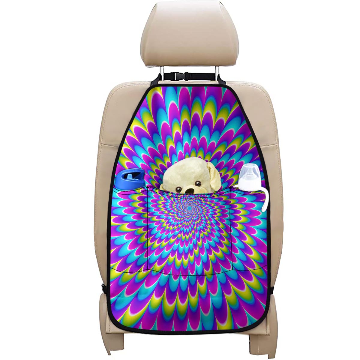 Abstract Dizzy Moving Optical Illusion Car Seat Organizers