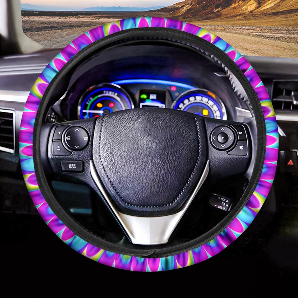 Abstract Dizzy Moving Optical Illusion Car Steering Wheel Cover
