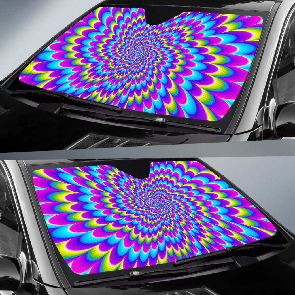 Abstract Dizzy Moving Optical Illusion Car Sun Shade GearFrost