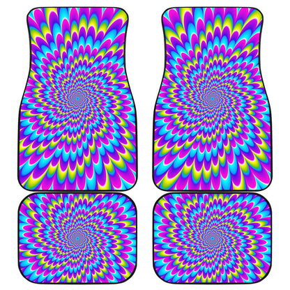 Abstract Dizzy Moving Optical Illusion Front and Back Car Floor Mats
