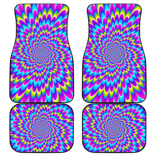 Abstract Dizzy Moving Optical Illusion Front and Back Car Floor Mats