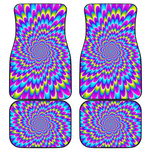 Abstract Dizzy Moving Optical Illusion Front and Back Car Floor Mats