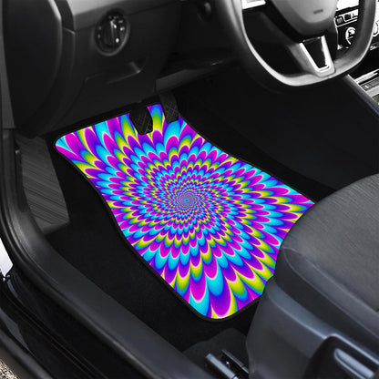 Abstract Dizzy Moving Optical Illusion Front and Back Car Floor Mats