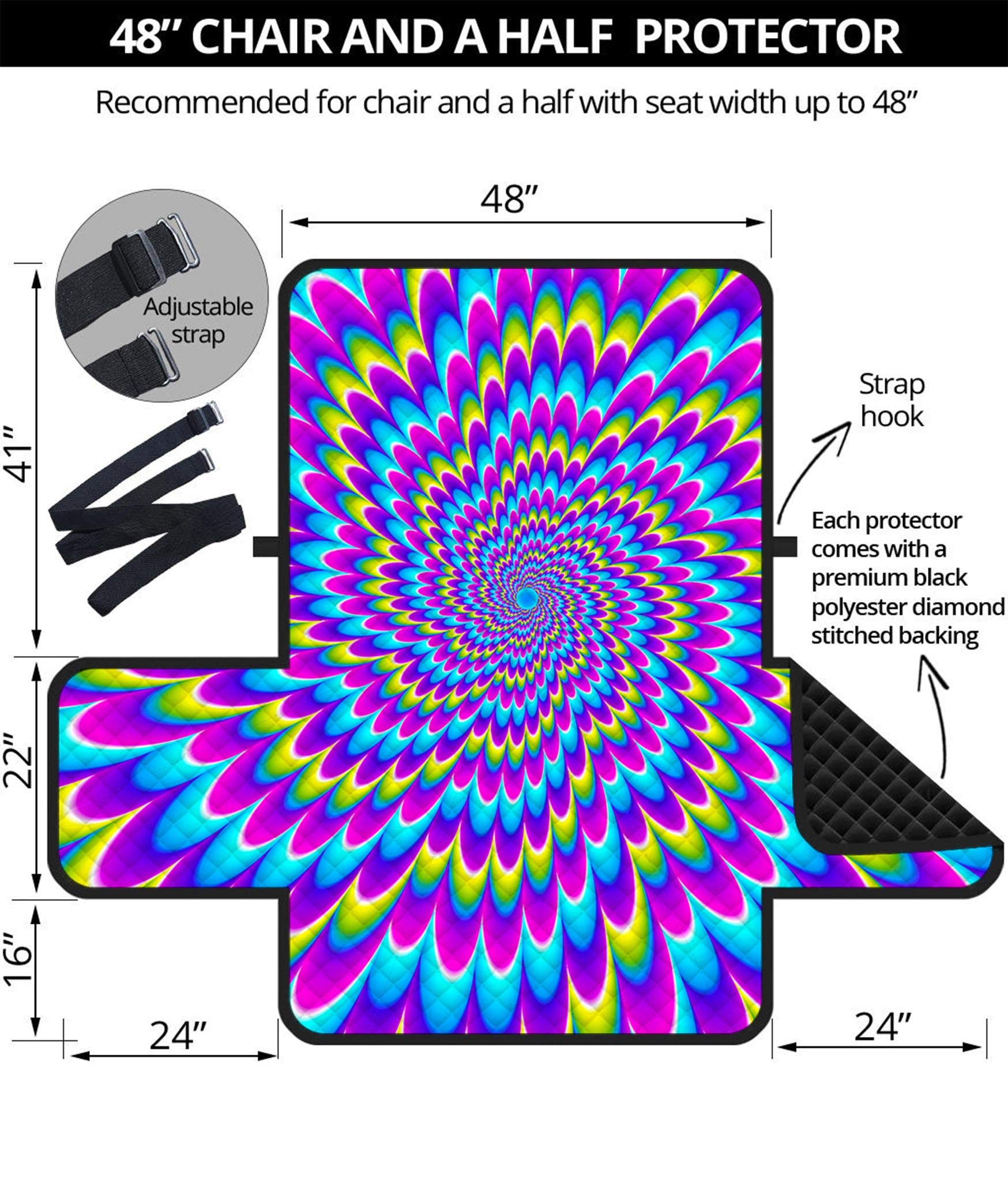 Abstract Dizzy Moving Optical Illusion Half Sofa Protector