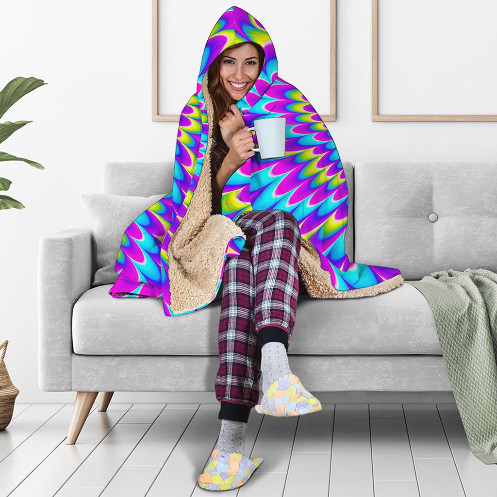 Abstract Dizzy Moving Optical Illusion Hooded Blanket