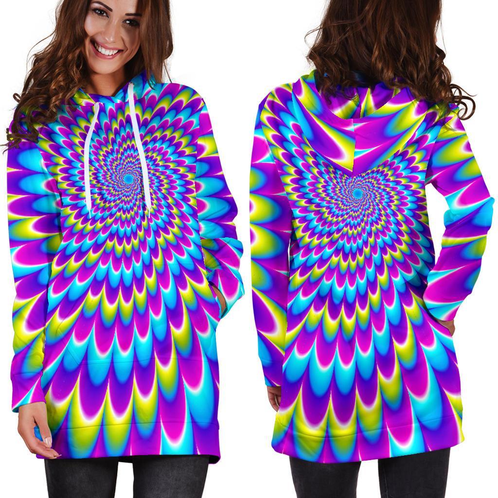 Abstract Dizzy Moving Optical Illusion Hoodie Dress GearFrost