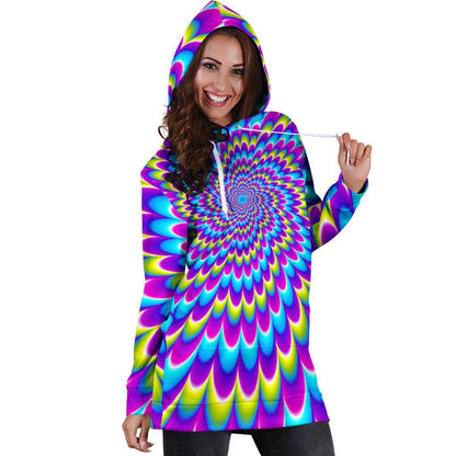 Abstract Dizzy Moving Optical Illusion Hoodie Dress GearFrost