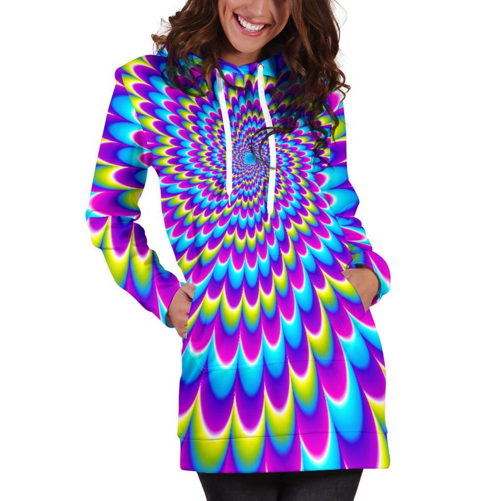 Abstract Dizzy Moving Optical Illusion Hoodie Dress GearFrost