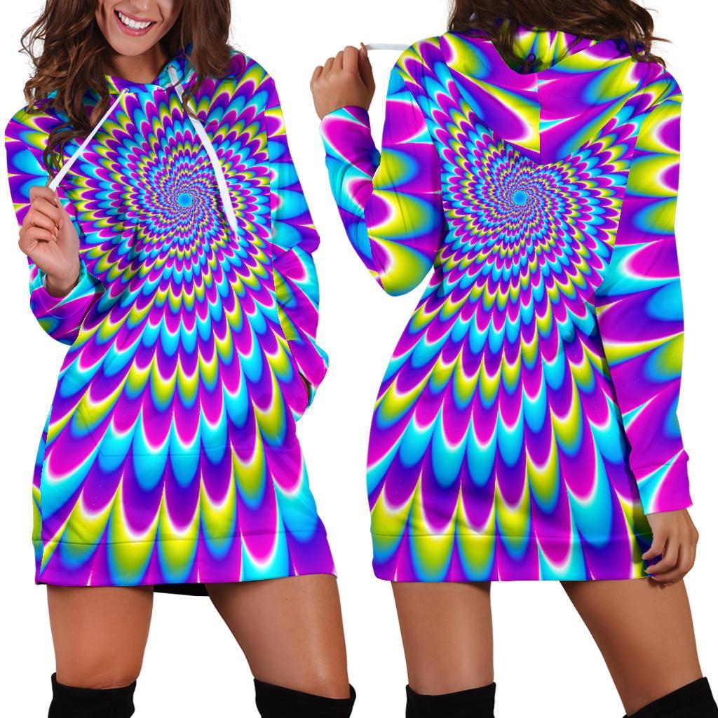 Abstract Dizzy Moving Optical Illusion Hoodie Dress GearFrost