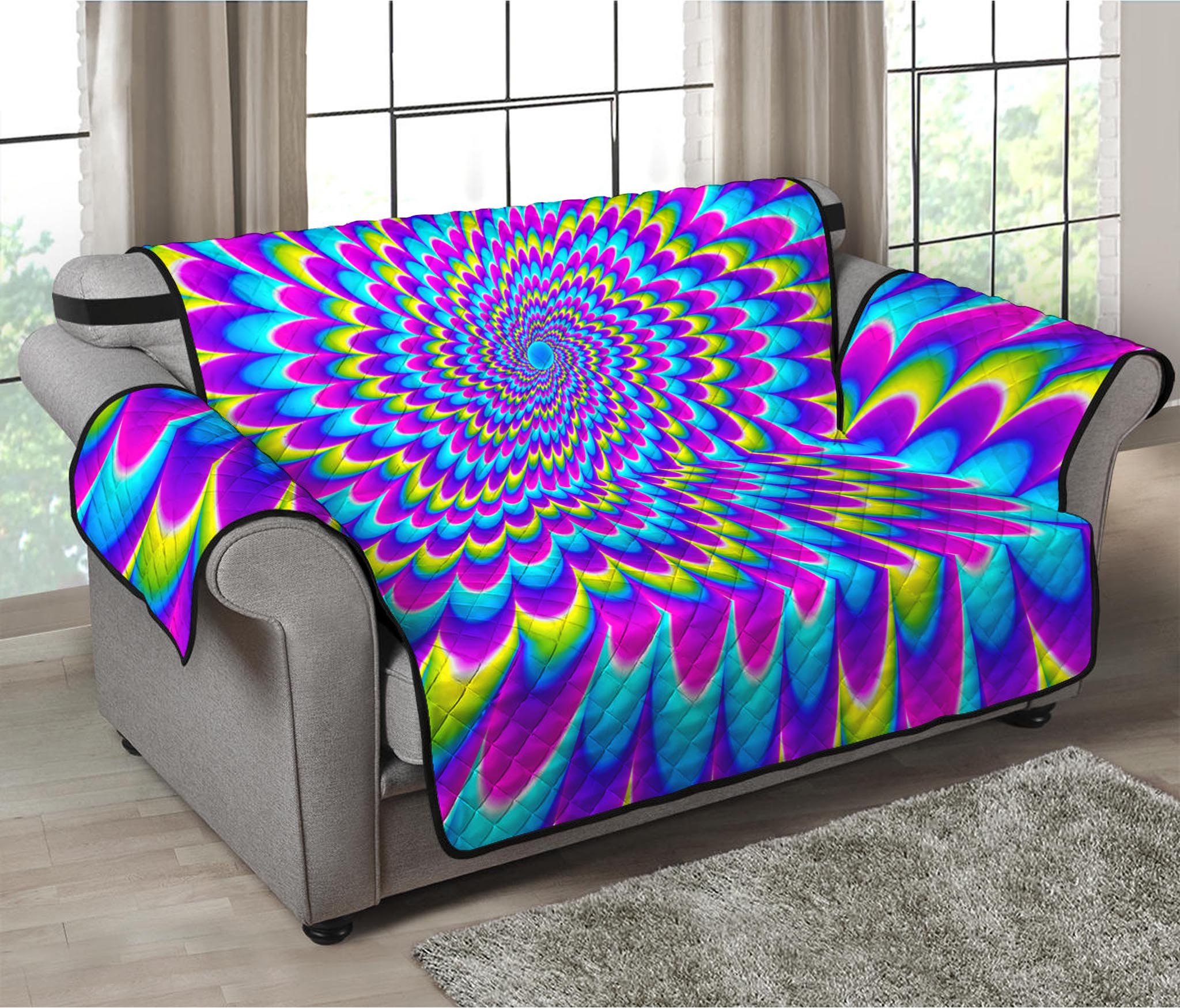 Abstract Dizzy Moving Optical Illusion Loveseat Protector