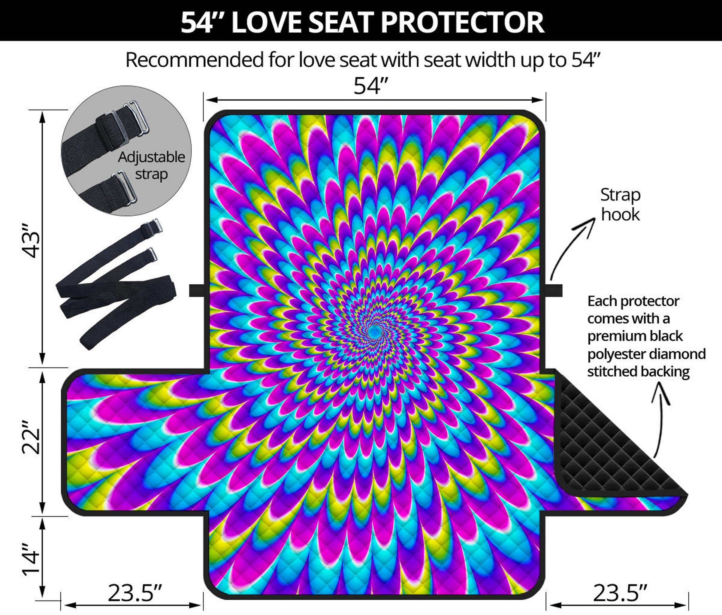 Abstract Dizzy Moving Optical Illusion Loveseat Protector