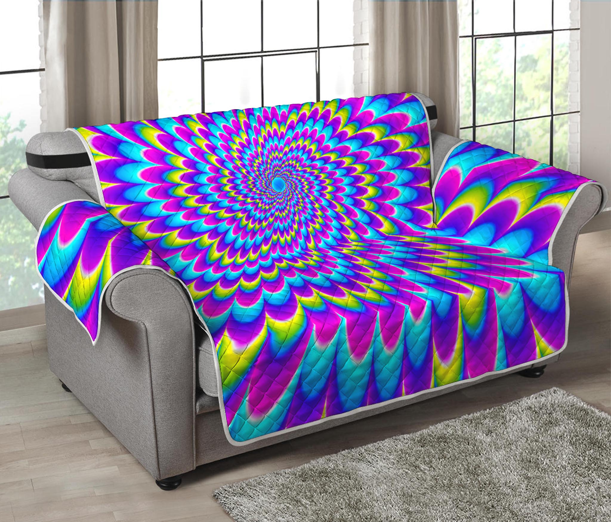 Abstract Dizzy Moving Optical Illusion Loveseat Protector