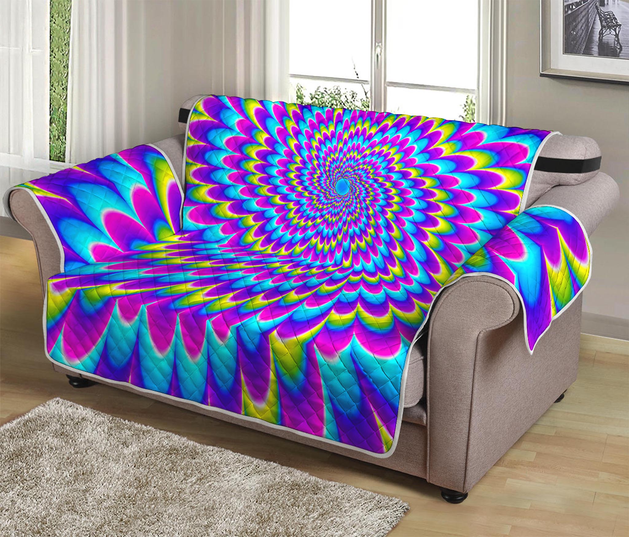 Abstract Dizzy Moving Optical Illusion Loveseat Protector