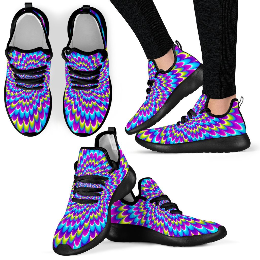 Abstract Dizzy Moving Optical Illusion Mesh Knit Shoes GearFrost