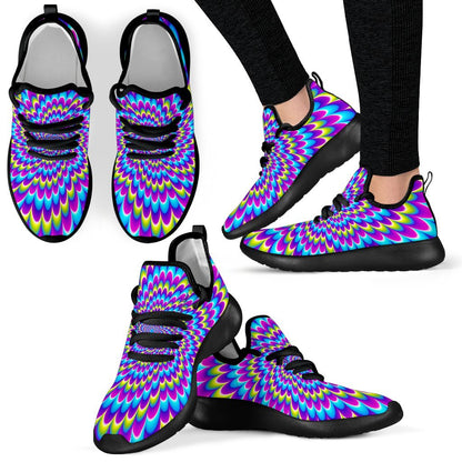 Abstract Dizzy Moving Optical Illusion Mesh Knit Shoes GearFrost