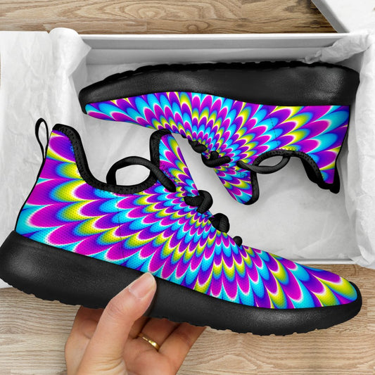 Abstract Dizzy Moving Optical Illusion Mesh Knit Shoes GearFrost