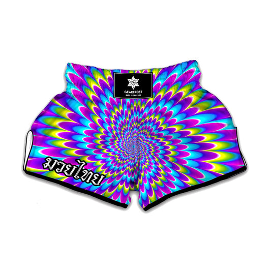 Abstract Dizzy Moving Optical Illusion Muay Thai Boxing Shorts