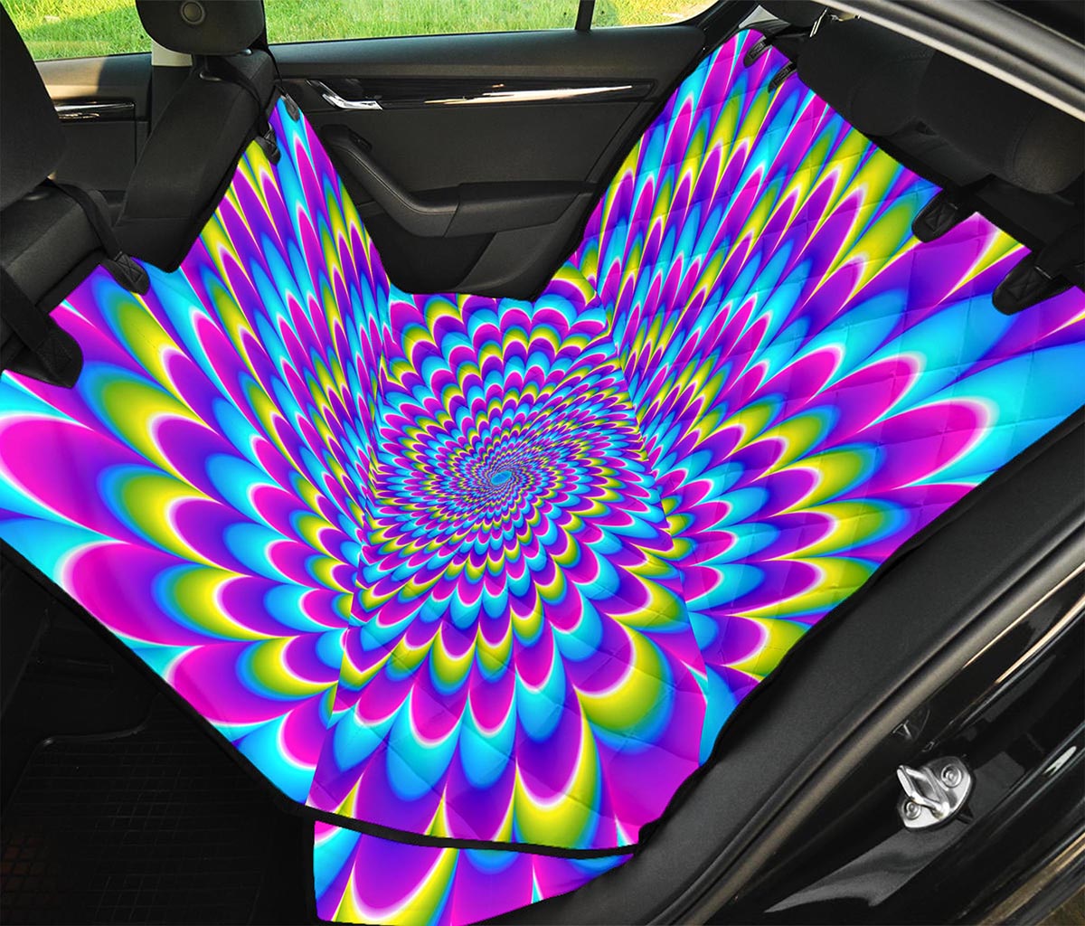 Abstract Dizzy Moving Optical Illusion Pet Car Back Seat Cover