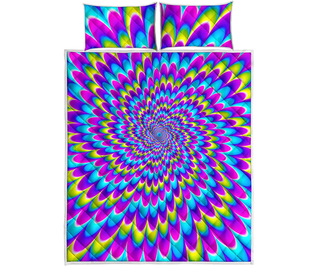 Abstract Dizzy Moving Optical Illusion Quilt Bed Set