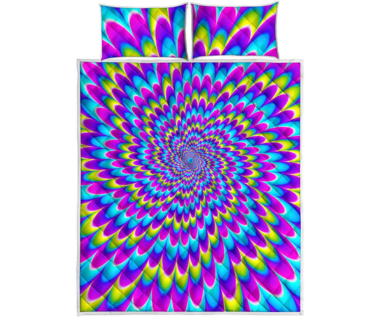 Abstract Dizzy Moving Optical Illusion Quilt Bed Set
