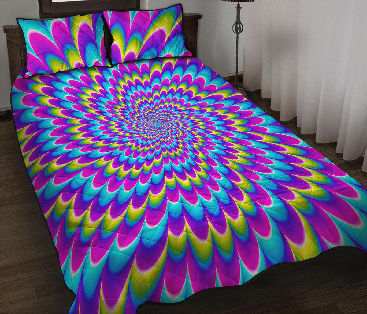 Abstract Dizzy Moving Optical Illusion Quilt Bed Set