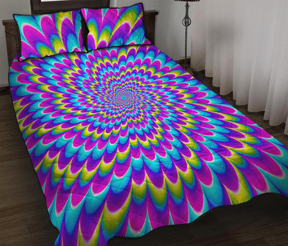 Abstract Dizzy Moving Optical Illusion Quilt Bed Set