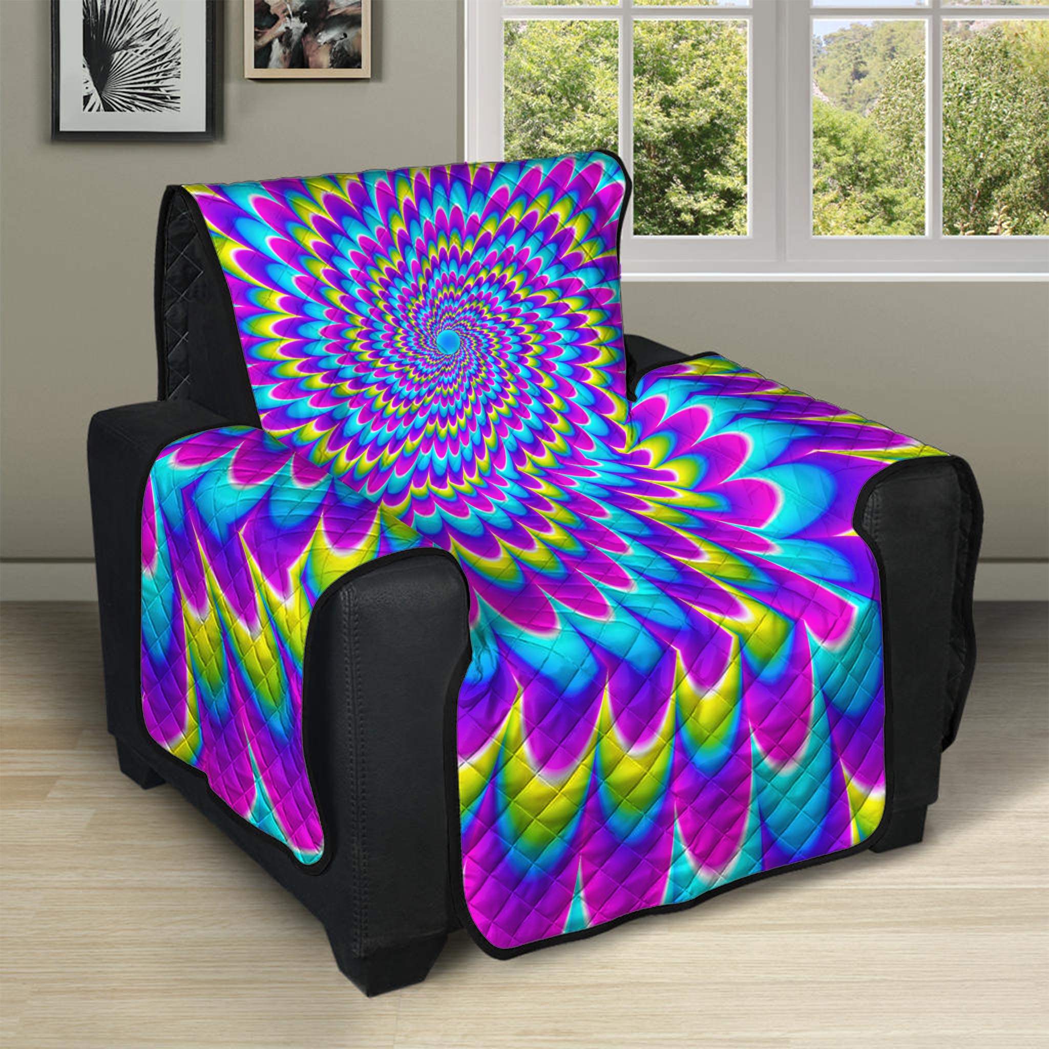 Abstract Dizzy Moving Optical Illusion Recliner Protector