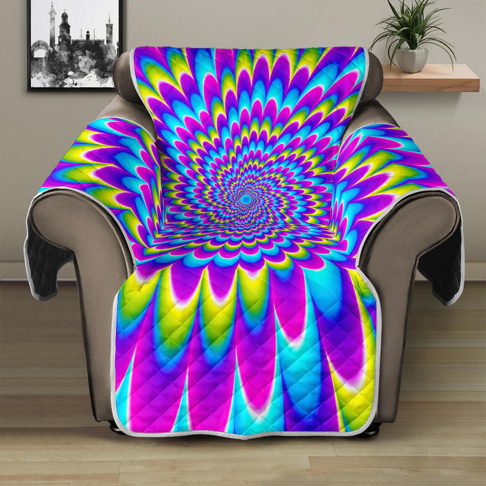 Abstract Dizzy Moving Optical Illusion Recliner Protector