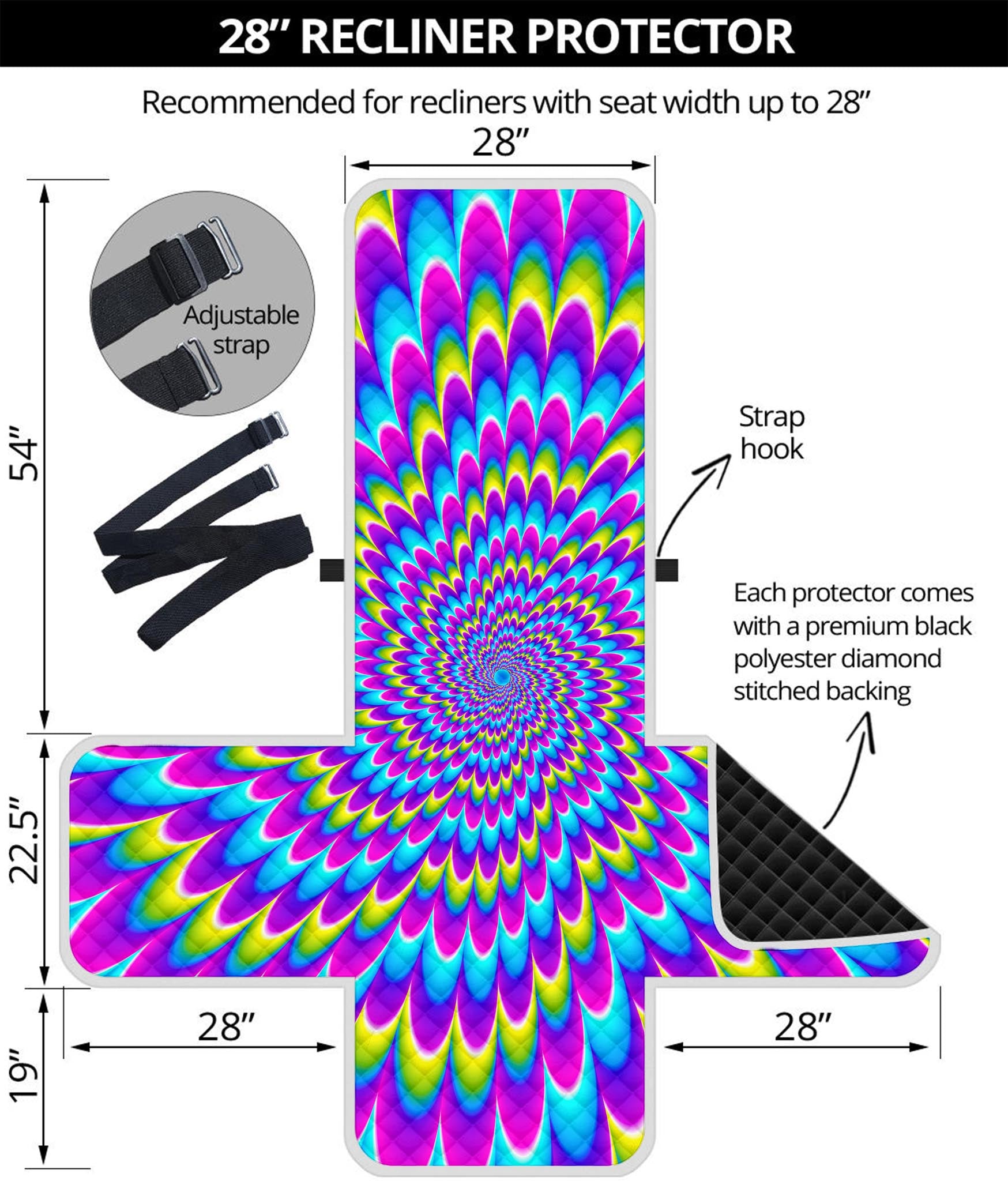 Abstract Dizzy Moving Optical Illusion Recliner Protector