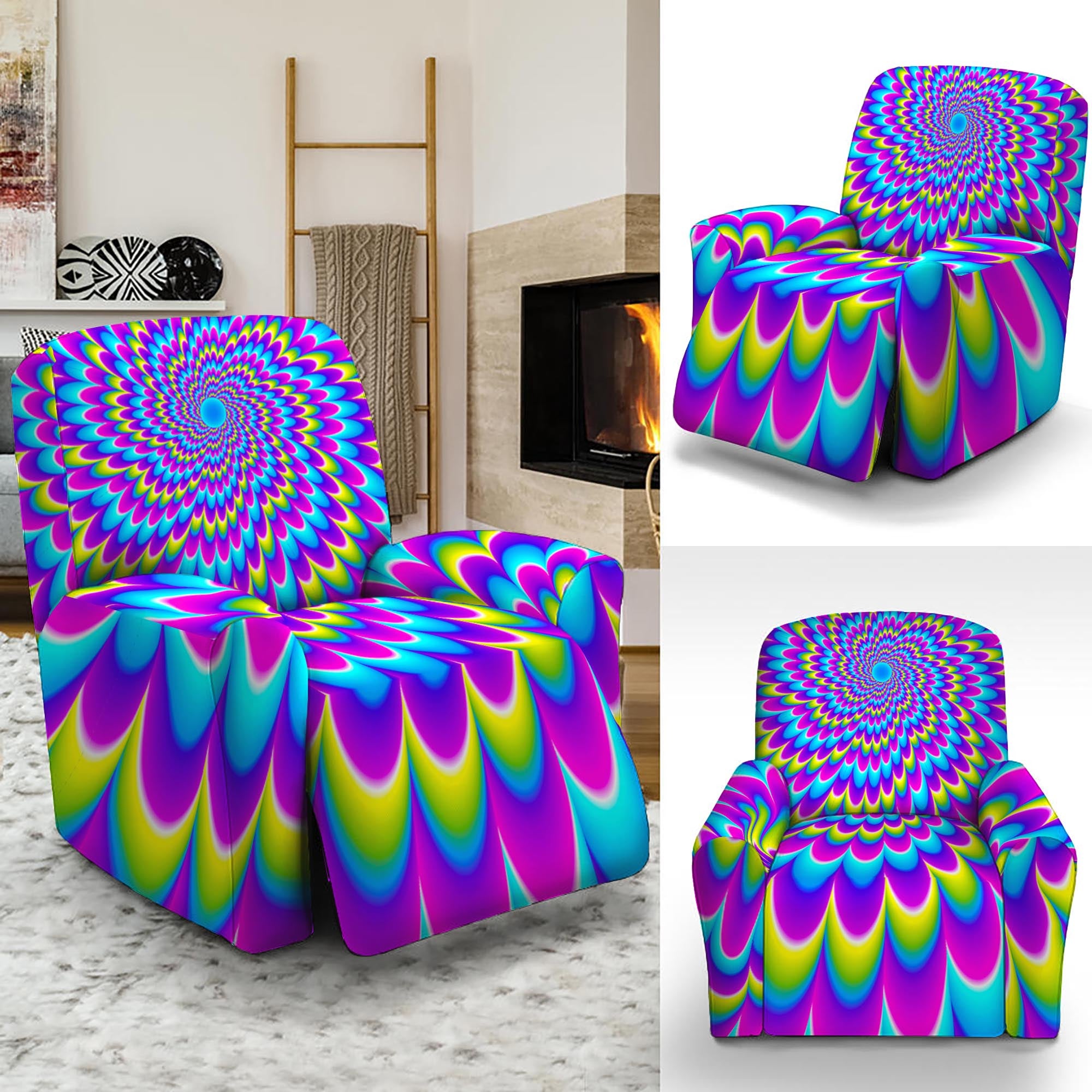 Abstract Dizzy Moving Optical Illusion Recliner Slipcover