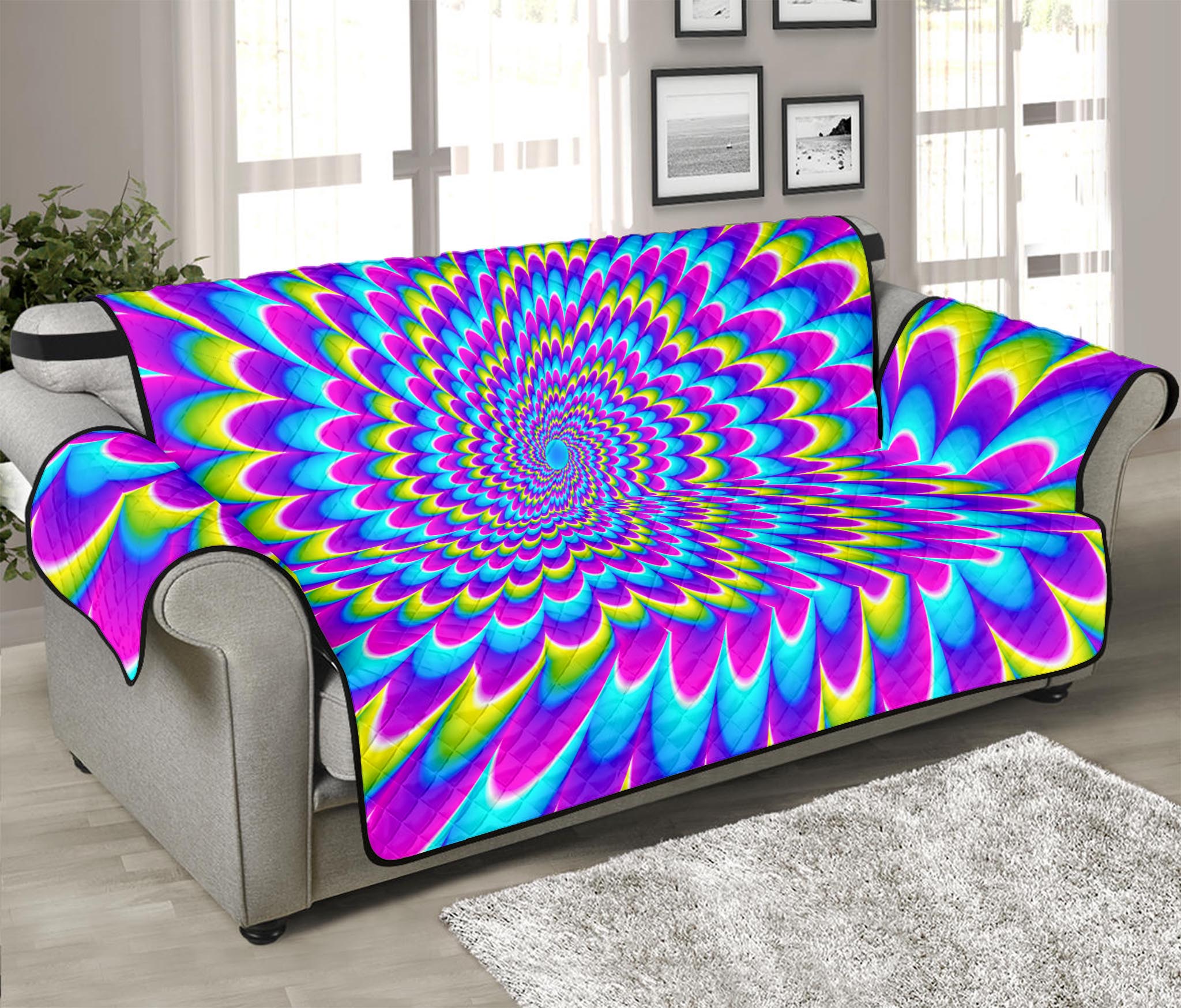 Abstract Dizzy Moving Optical Illusion Sofa Protector