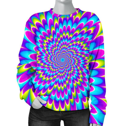 Abstract Dizzy Moving Optical Illusion Women's Crewneck Sweatshirt GearFrost