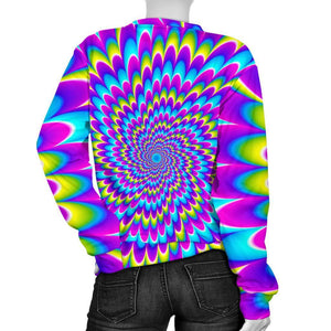 Abstract Dizzy Moving Optical Illusion Women's Crewneck Sweatshirt GearFrost