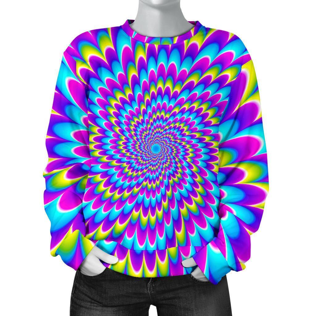 Abstract Dizzy Moving Optical Illusion Women's Crewneck Sweatshirt GearFrost