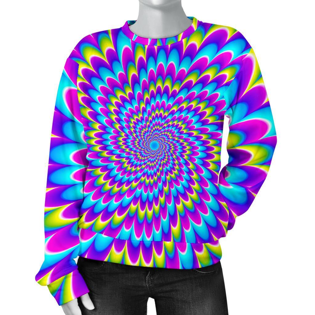 Abstract Dizzy Moving Optical Illusion Women's Crewneck Sweatshirt GearFrost